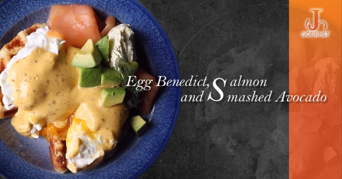 Croissant Waffle with Egg Benedict, Salmon and Smashed Avocado [เมนูเข้าครัว VDO]